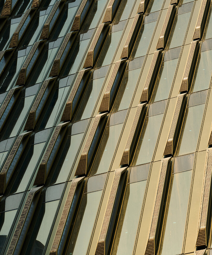 the facade reduces heat gain and supports passive cooling performance