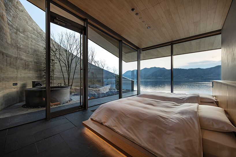 a bedroom opens onto a private courtyard