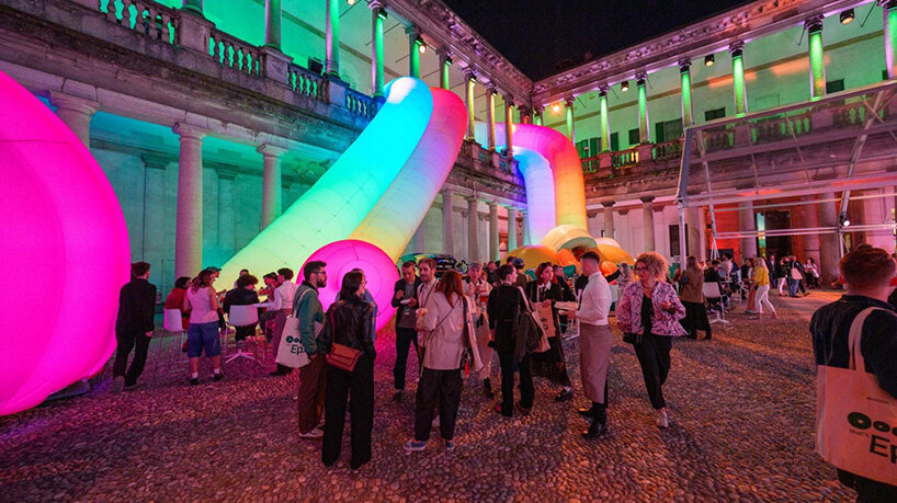 inflatable clay-like landscape by ulises studio fills palazzo del senato in milan with color - 13