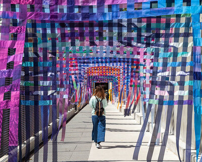 studio mo man tai reshapes urban leftovers into walk-through color field in milan