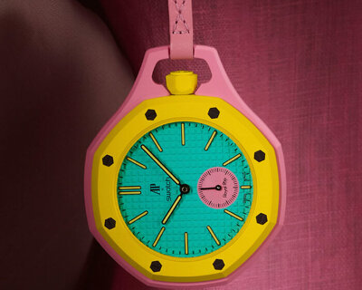 audemars piguet and swatch revive the pocket watch with a playful pop twist