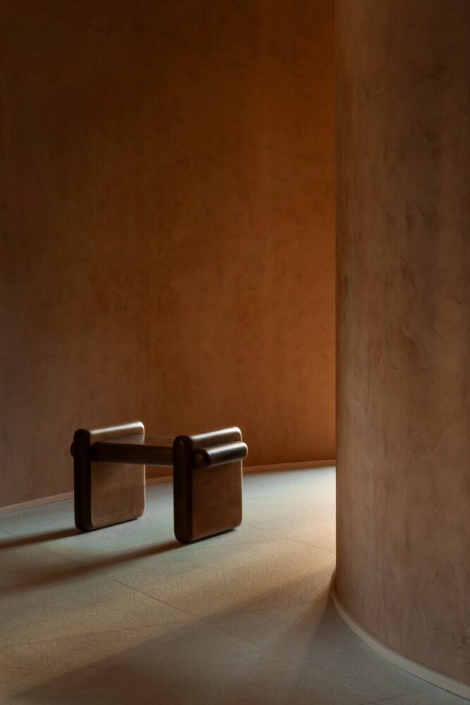 prototype furniture pieces are integrated into the interior spaces