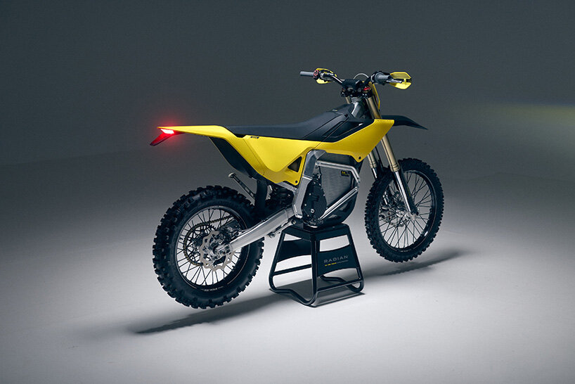 slim rear lighting sits beneath the elongated tail section of the motorcycle