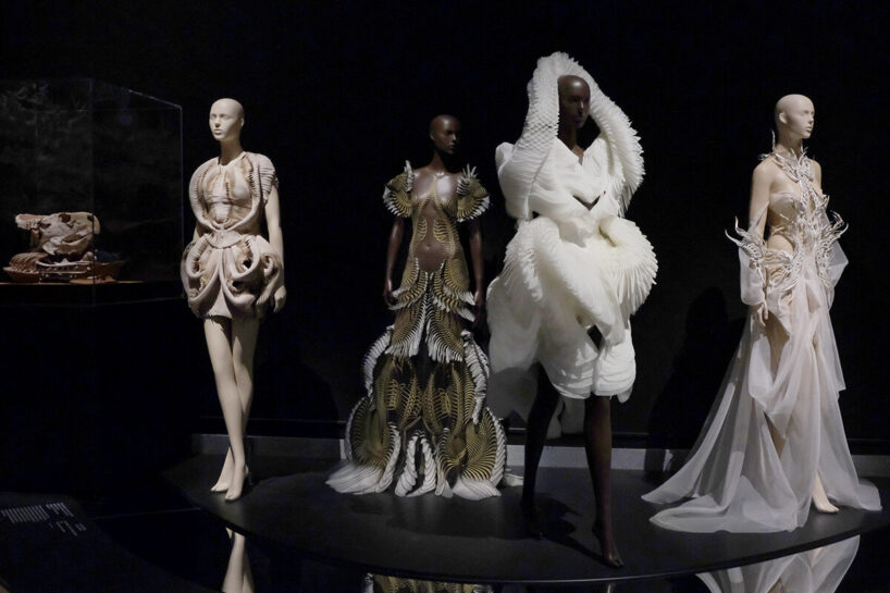 Ammonite Dress, ‘Seijaku’ collection, 2016. Labyrinthine Gown, ‘Sensory Seas’ collection, 2020. Morphogenesis Dress, ‘Sensory Seas’ collection, 2020 (with Philip Beesley), Futurama Gown, ‘Meta Morphism’ collection, 2022 (with Nicholas Koscinski)