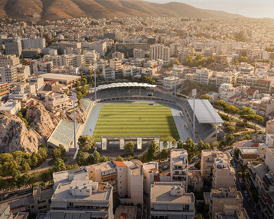 k-studio redesigns AKFC’s el paso stadium around rock formations in athens