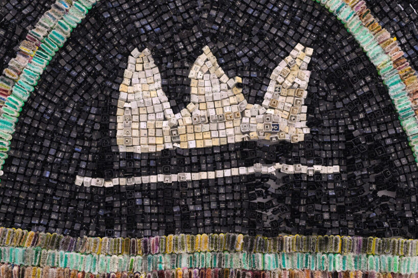 Moffat Takadiwa, The Crown (2) (detail), 2026, keyboard keys, plastic toothbrush heads, and nail polish parts. image courtesy the artist and Semiose, Paris