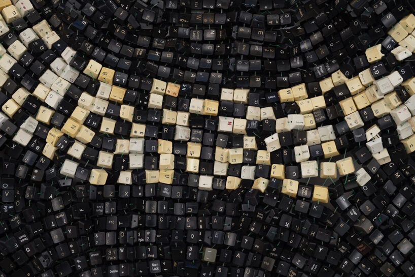Moffat Takadawi, White Circle (detail), 2023, computer keys in plastic. image courtesy the artist and Semiose, Paris