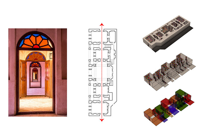 the project reimagines circulation within traditional Iranian architecture through the concept of ‘Syntactic Hezar-Too’