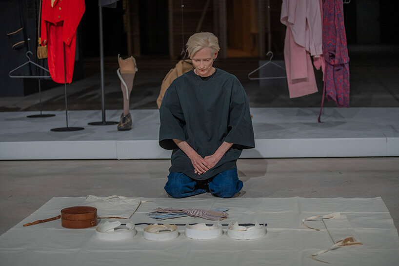 Tilda Swinton activates garments, ribbons, and inherited fabrics