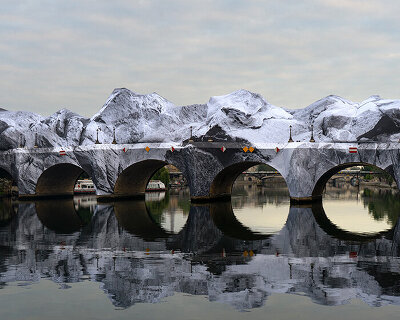 JR’s inflatable cave across the pont neuf is now open in paris