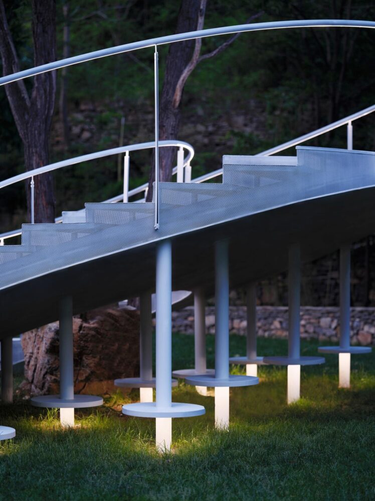 integrated LED lighting activates the installation after dark