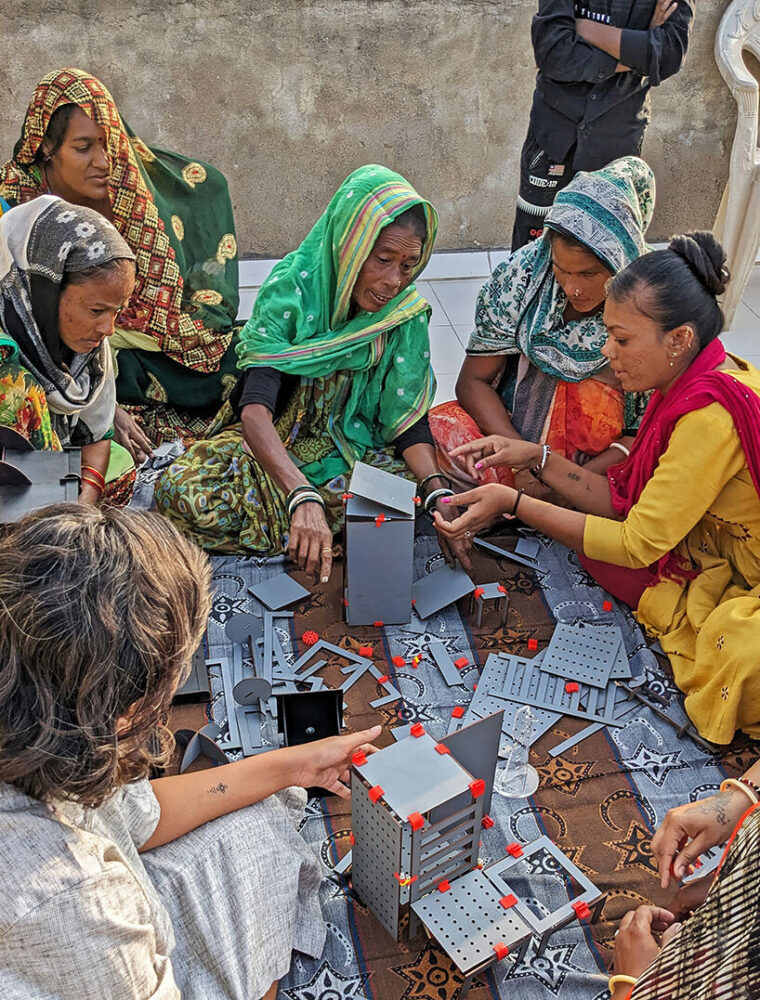 co-designing the street vending carts with the women of the Sathwara Community, Bhuj, India