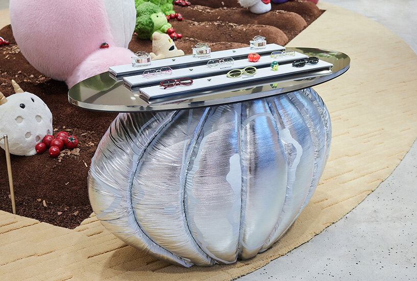 oversized vegetables fill gentle monster's veggie farm pop-ups