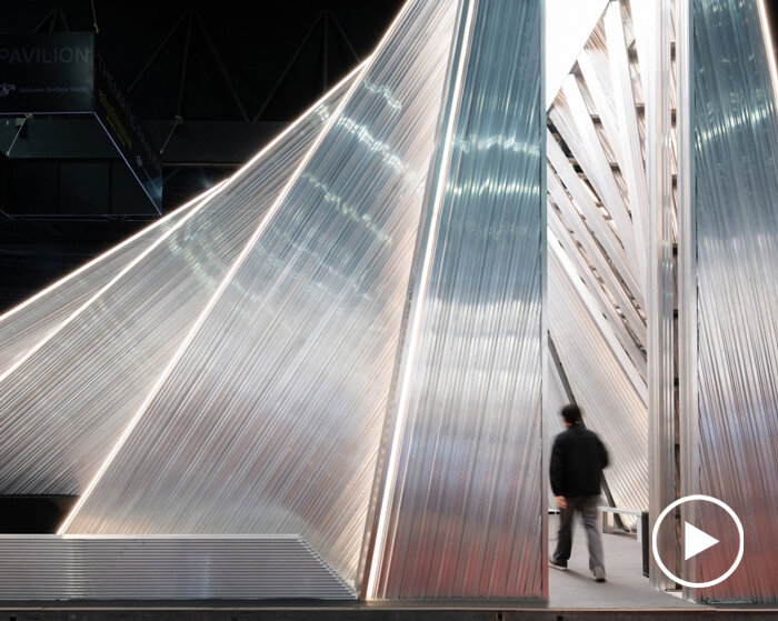fan-shaped aluminum structure shapes unfold demountable exhibition pavilion