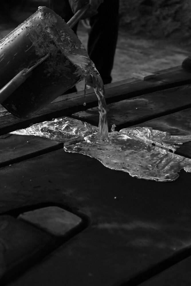 the table connects craftsmanship with the cultural history of metalwork
