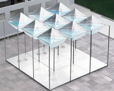 suspended glacier forms translate climate change into an interactive installation in shanghai