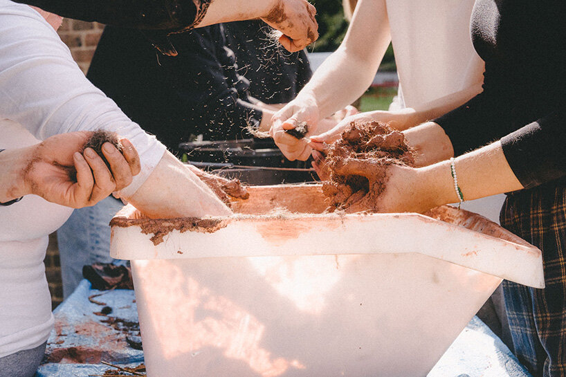 community members combine London clay with donated human hair