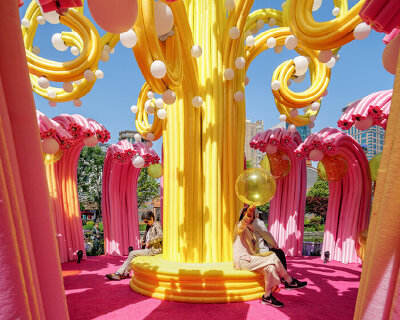 step inside pollinator machine, a giant tulip magnolia installation in shanghai