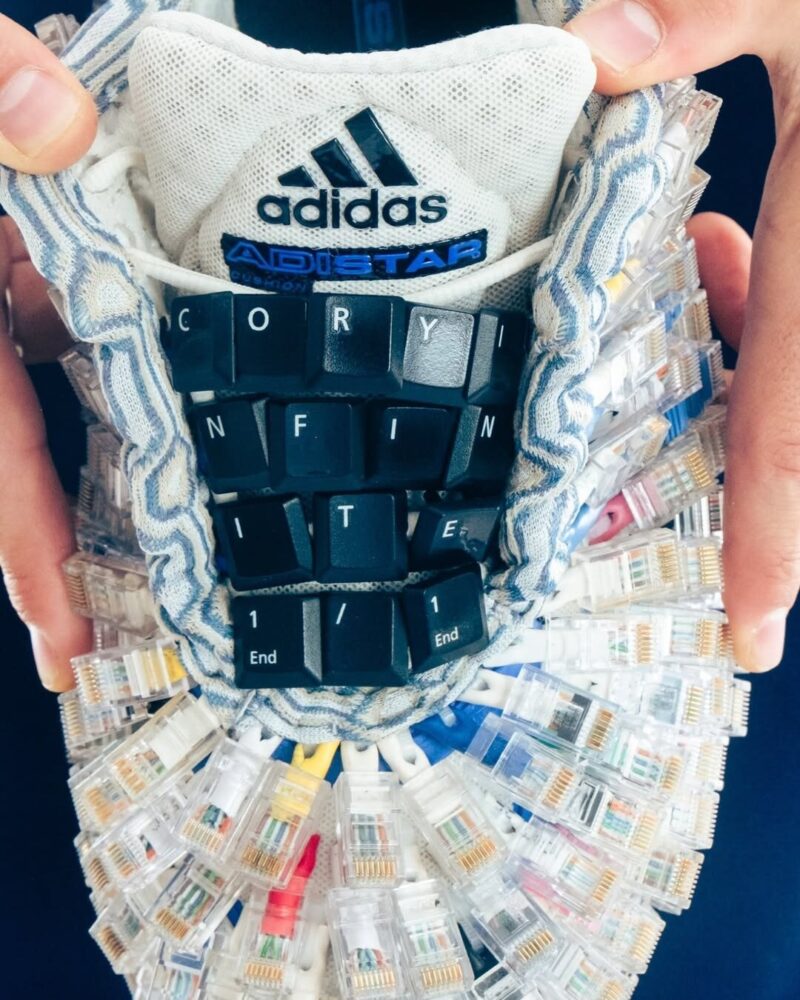 recycled cables transform this pair of adidas sneakers into a one-of-one design - 3