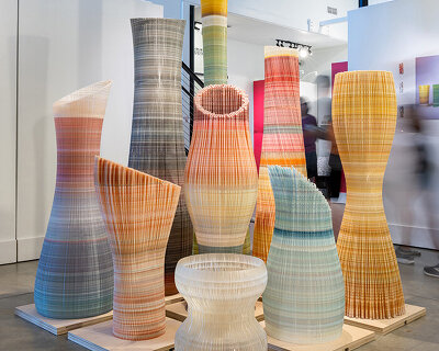 recycled 3D printing waste transforms into a resonant field of sound, light, and space