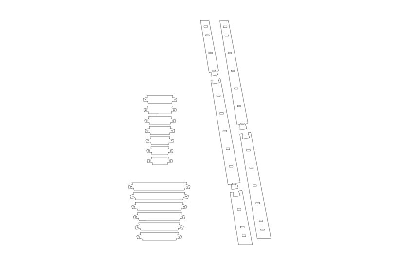 exploded structural diagram of one of the 16 repeated modules
