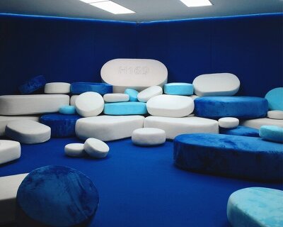 tablet-shaped pillows turn 48 hours of sleeplessness into tactile installation