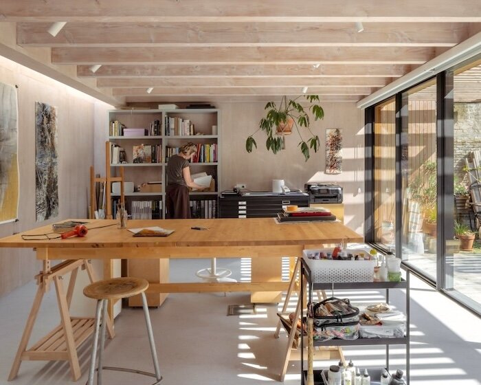 dp6 adds timber painter's studio to renovated home in the netherlands
