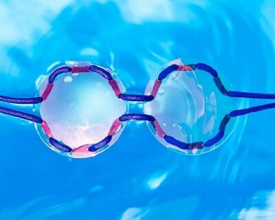 water glasses turn colorful frameless eyewear into wearable sculpture