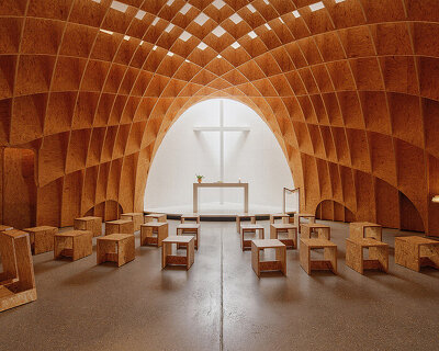 david altrath reveals the timber world inside germany's motorway chapel