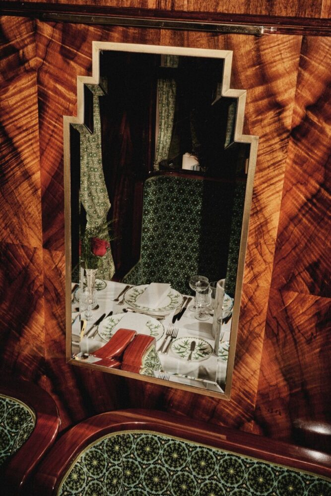 inside the portion of the Belmond train, the British Pullman, designed by Wes Anderson | image © Charlie McKay