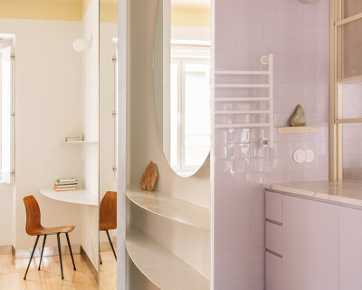 BUREAU uses color and translucency to reshape 44 sqm lilac apartment in lisbon