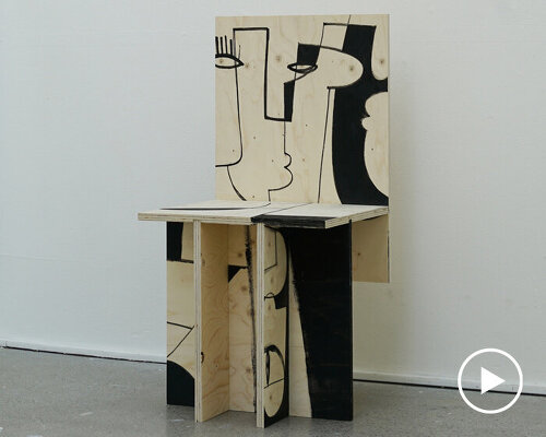 motspråk cuts plywood painting apart and rebuilds it as chair