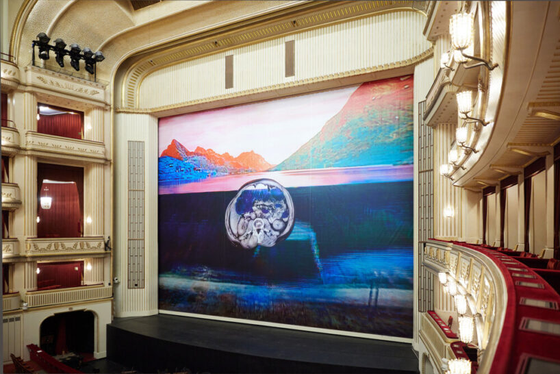 Pipilotti Rist, Abdominal cavity flies over a dam, 2024, Safety Curtain, museum in progress, Vienna State Opera, 2024/2025, large-scale picture