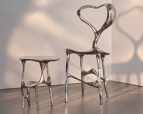 cast aluminum turns heart forms into sculptural furniture in LOVE collection