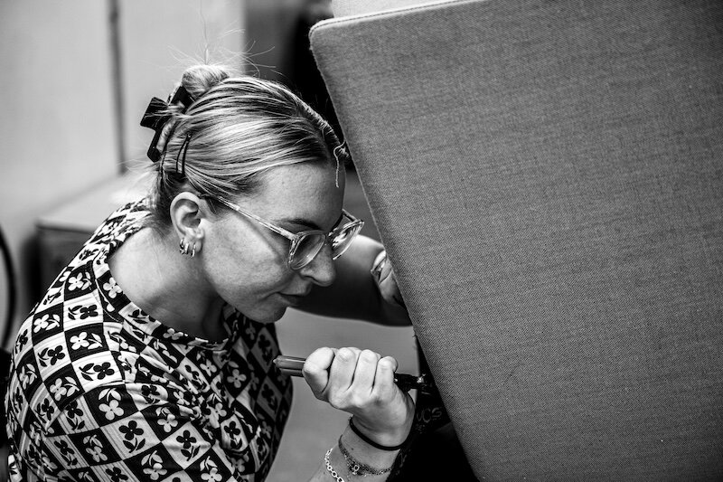 woman renewing the upholstery