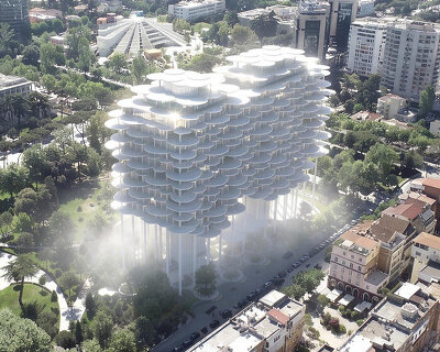 BIG wins 'fountain plaza tirana' competition with building lifted above the public realm