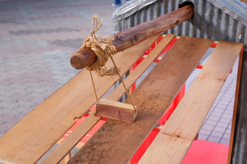salvaged hand-woven rope and timber