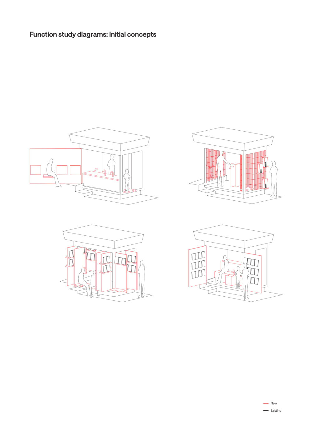 historic perugia newsstand reconfigures into stepped red oak mini reading kiosk - 3
