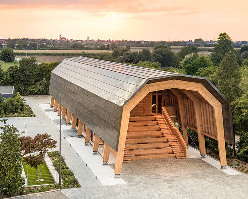 pedrali converts temporary wooden pavilion into permanent community hub