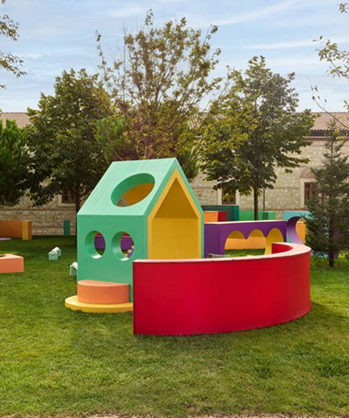 chromatic pavilions and modular play structures activate historic istanbul rami library