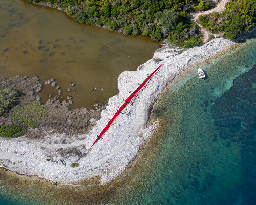 The Krank Stitches a Fifty Meter Land Art Wound Across Scarred Corfu Coastline