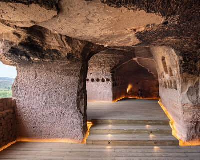 salagón stone and floating timber reshape historic rock-cut complex in la rioja, spain