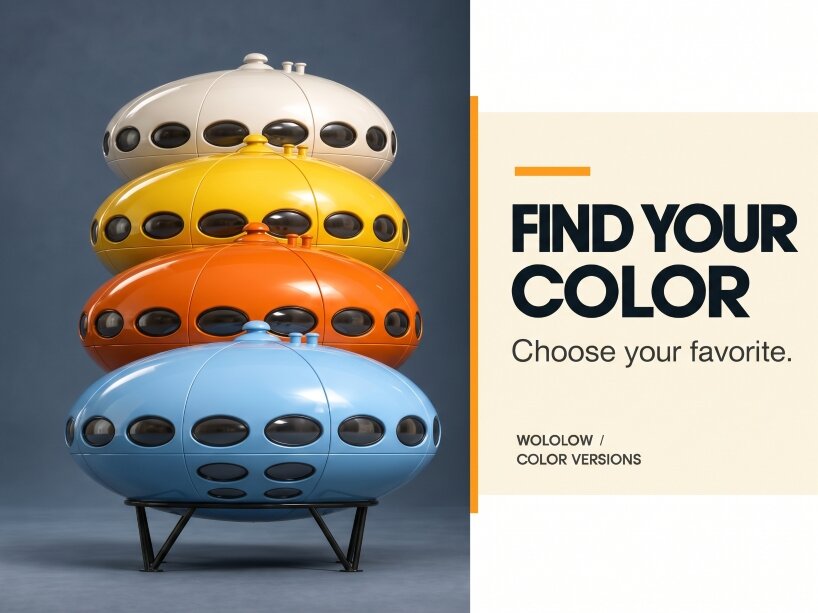 WOLOLOW 2.0 reinterprets 1960s space age architecture as elliptical bedside light - 2
