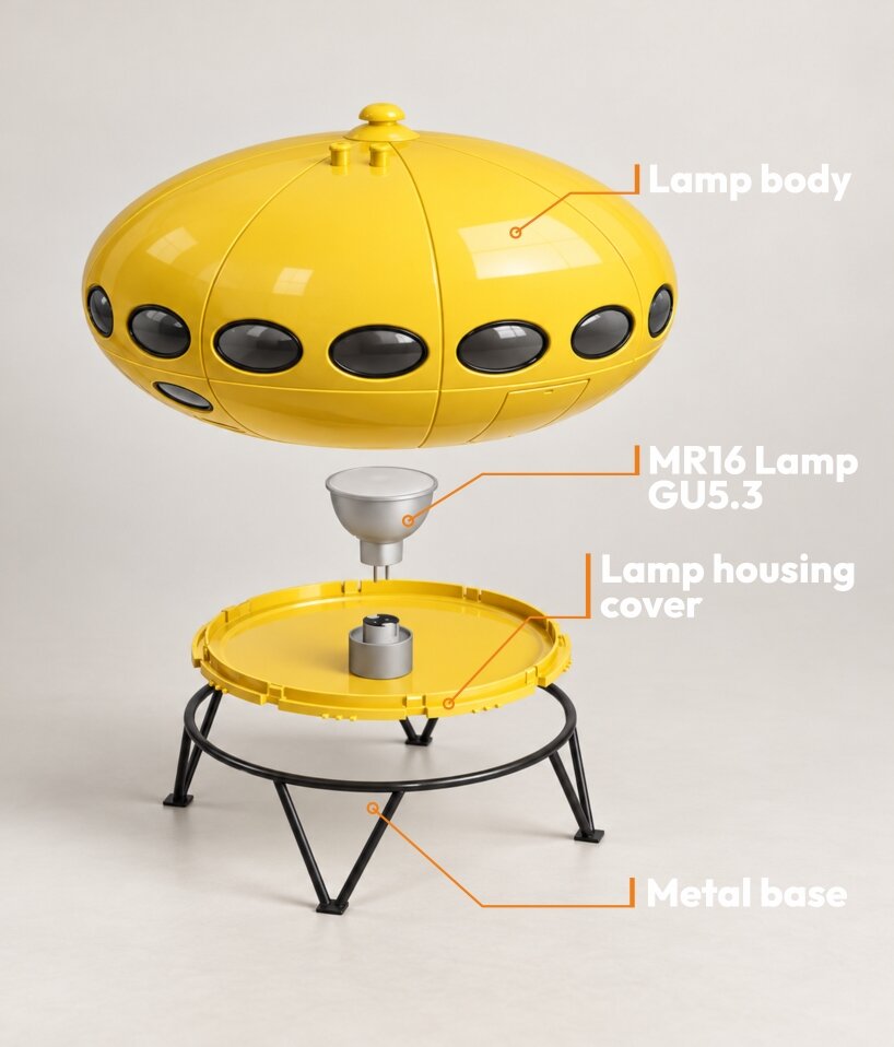 WOLOLOW 2.0 reinterprets 1960s space age architecture as elliptical bedside light - 1